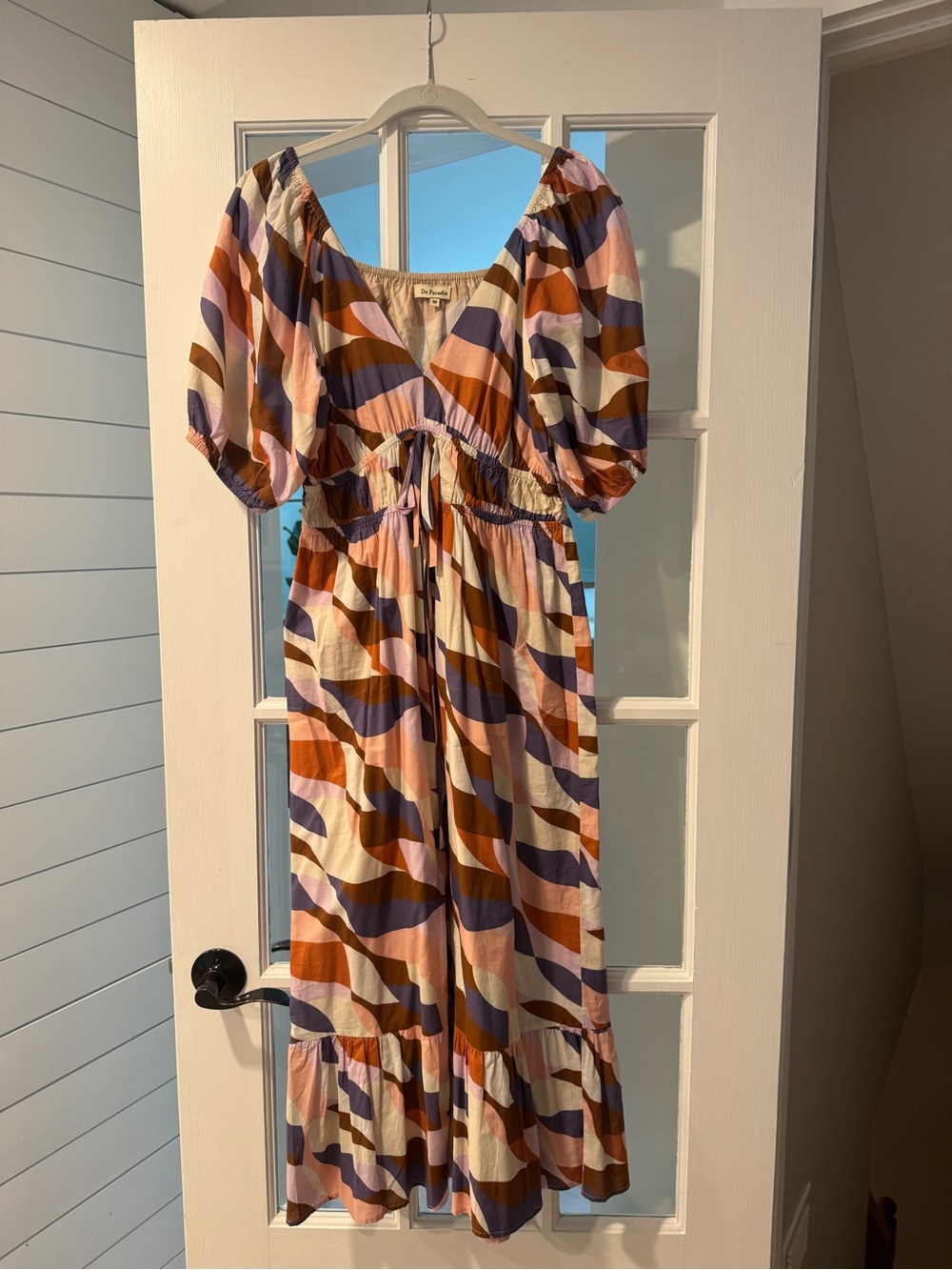 Women's Multi-Color Wave Print Midi Dress